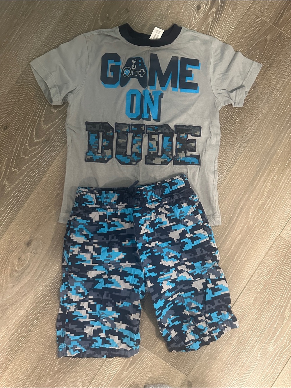 Gymboree Gray Tee with Blue Accents Set